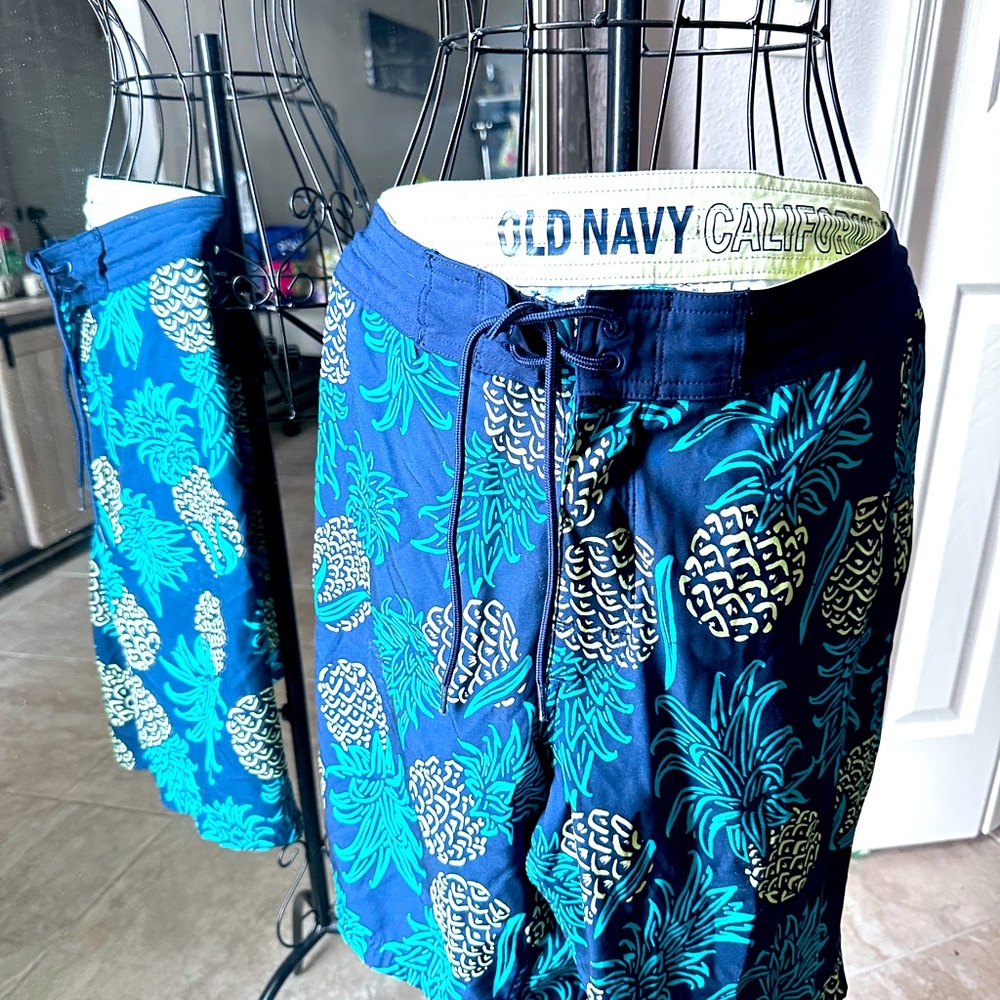 Old Navy Men's Blue Pineapple Swim Shorts